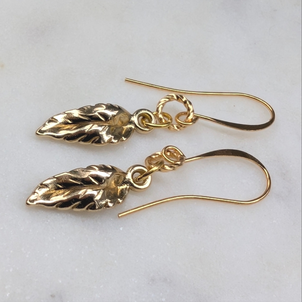 🩷 Gold Leaf Dangle Earrings, Delicate Minimalist *4 For $20*